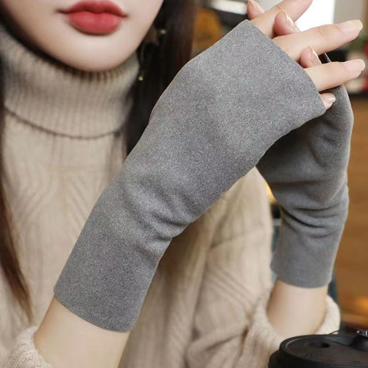 1 Pair Cozy Touch Screen Gloves Warmth Style Autumn Self-heating Half-finger Design Gloves for Winter Gift Image 9