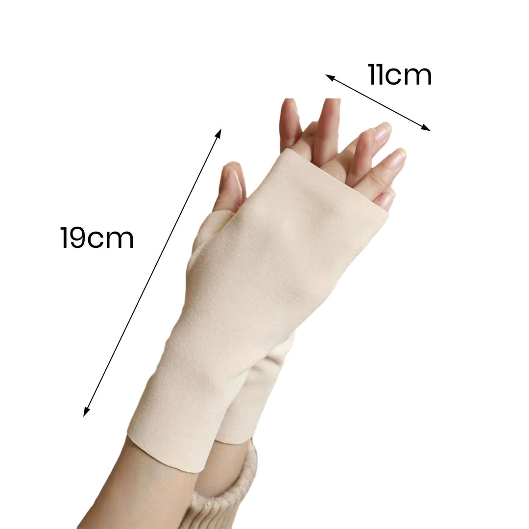1 Pair Cozy Touch Screen Gloves Warmth Style Autumn Self-heating Half-finger Design Gloves for Winter Gift Image 10