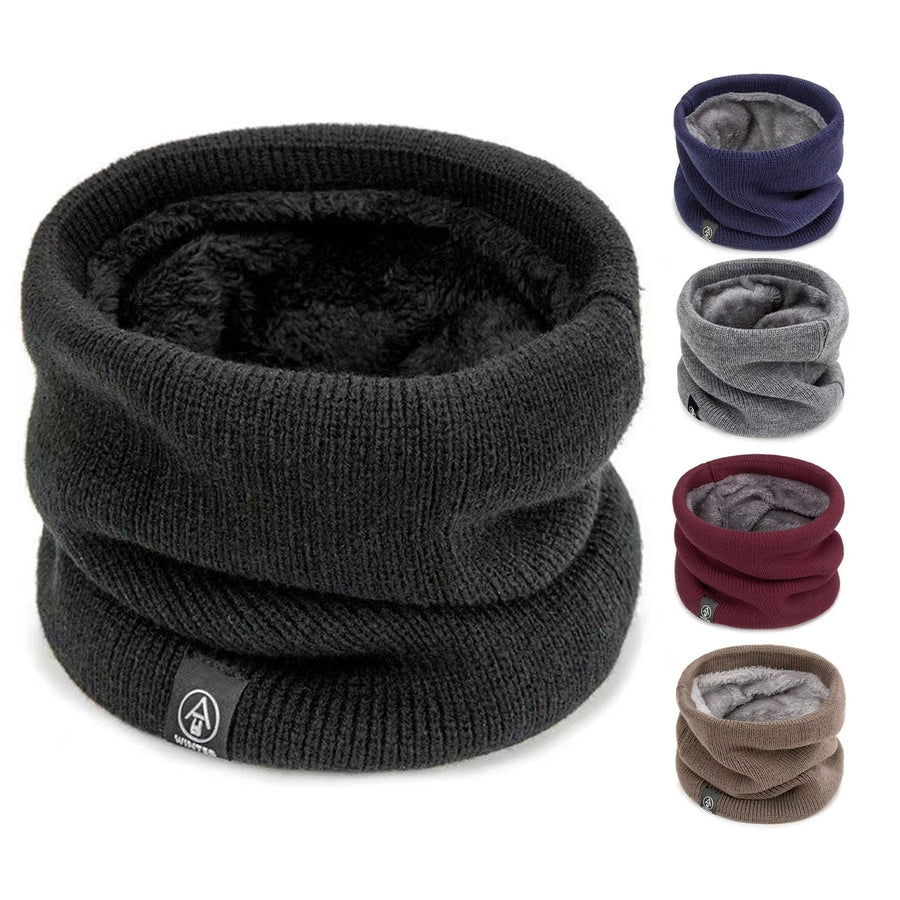 Knitted Neck Warmer Fall Winter Windproof Thick Plush Lining Solid Color Warm Cold Weather Men Women Outdoor Cycling Image 1