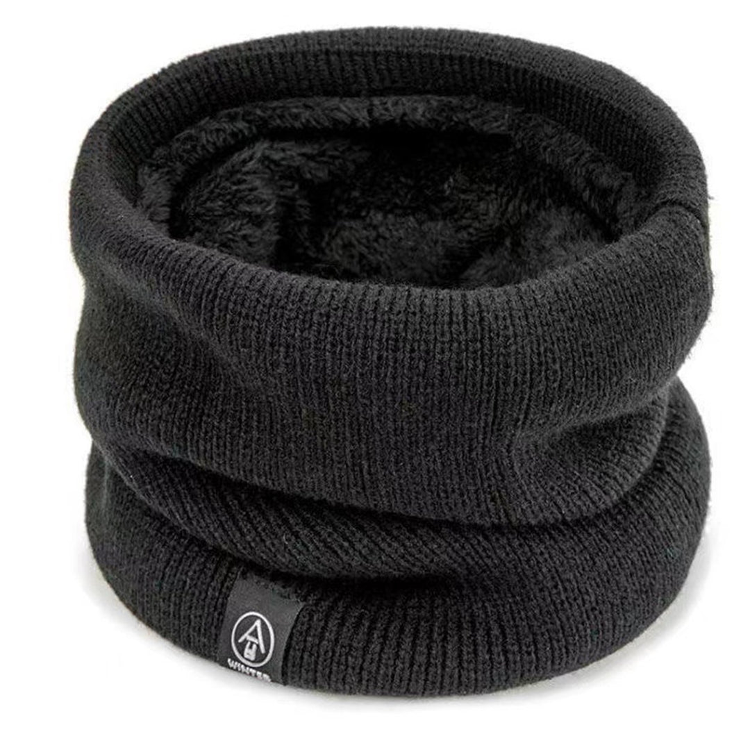 Knitted Neck Warmer Fall Winter Windproof Thick Plush Lining Solid Color Warm Cold Weather Men Women Outdoor Cycling Image 1