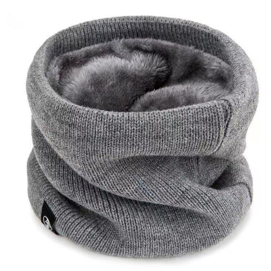 Knitted Neck Warmer Fall Winter Windproof Thick Plush Lining Solid Color Warm Cold Weather Men Women Outdoor Cycling Image 1