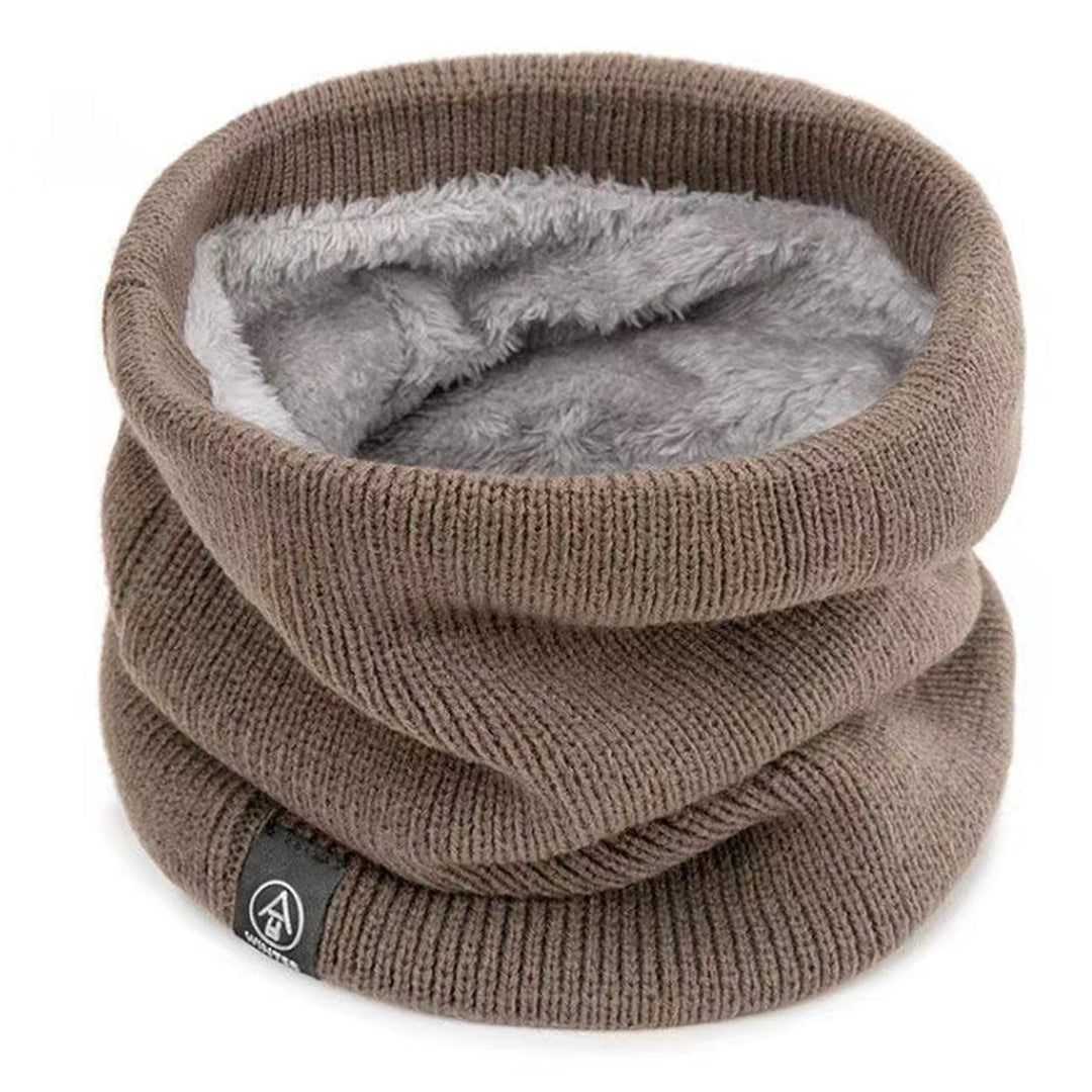 Knitted Neck Warmer Fall Winter Windproof Thick Plush Lining Solid Color Warm Cold Weather Men Women Outdoor Cycling Image 1