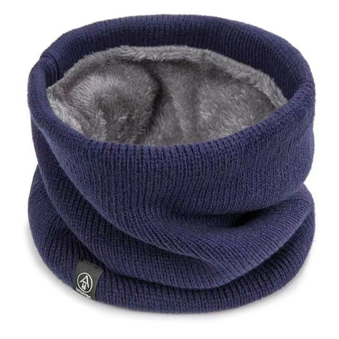 Knitted Neck Warmer Fall Winter Windproof Thick Plush Lining Solid Color Warm Cold Weather Men Women Outdoor Cycling Image 4