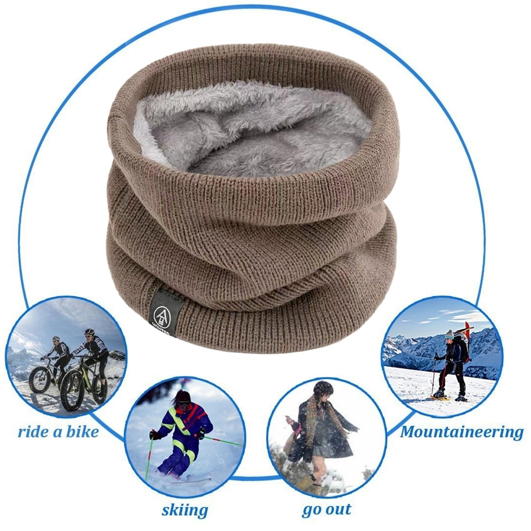 Knitted Neck Warmer Fall Winter Windproof Thick Plush Lining Solid Color Warm Cold Weather Men Women Outdoor Cycling Image 12