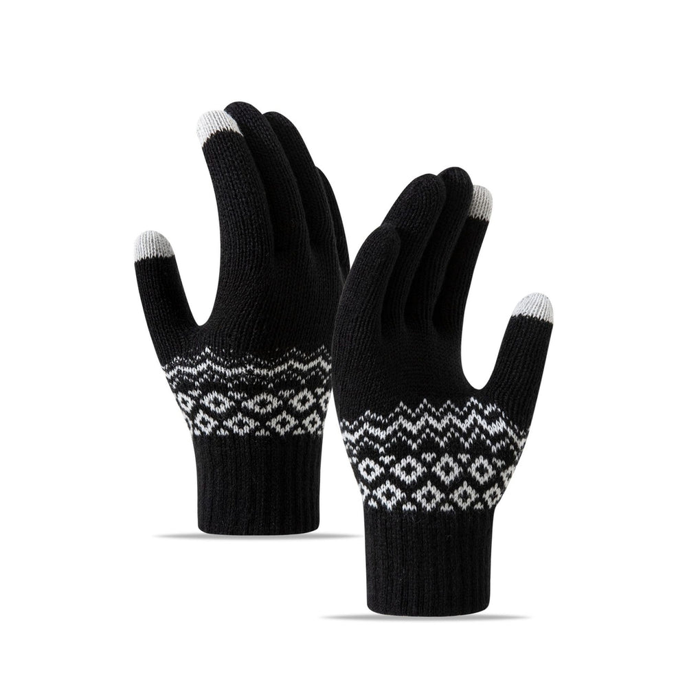 1 Pair Winter Warm Knitted Gloves for Women Men Touch Screen Full Finger Gloves Cold Weather Image 2