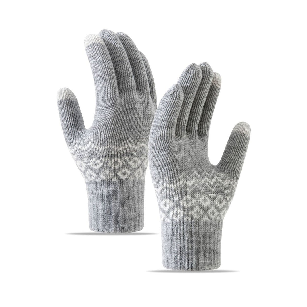 1 Pair Winter Warm Knitted Gloves for Women Men Touch Screen Full Finger Gloves Cold Weather Image 1