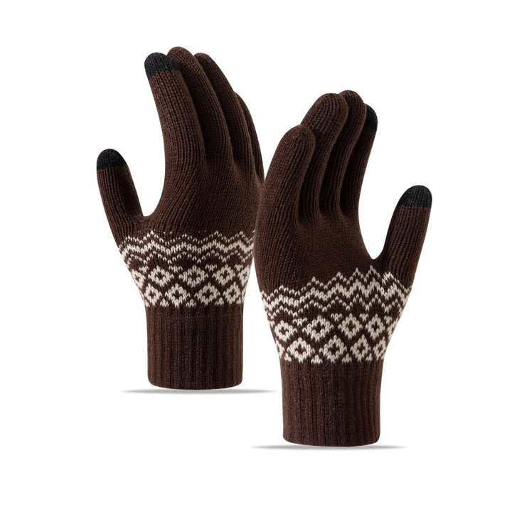 1 Pair Winter Warm Knitted Gloves for Women Men Touch Screen Full Finger Gloves Cold Weather Image 4