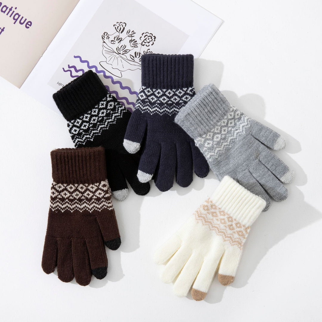 1 Pair Winter Warm Knitted Gloves for Women Men Touch Screen Full Finger Gloves Cold Weather Image 7