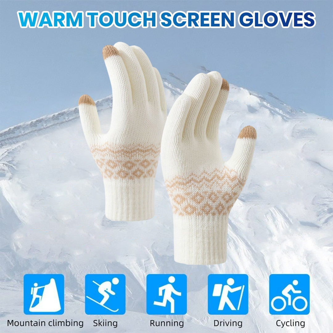 1 Pair Winter Warm Knitted Gloves for Women Men Touch Screen Full Finger Gloves Cold Weather Image 8