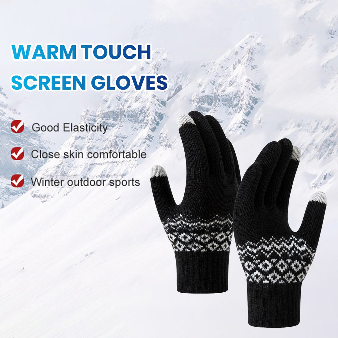 1 Pair Winter Warm Knitted Gloves for Women Men Touch Screen Full Finger Gloves Cold Weather Image 9