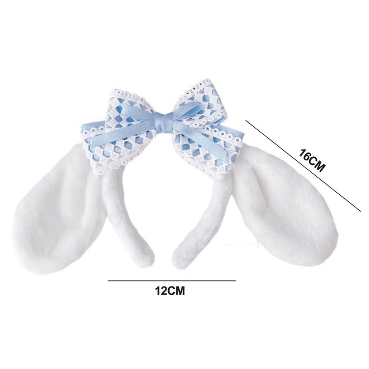 Cute Bow Headband with Fuzzy Ears Cosplay Prom Halloween Soft Elastic Hairband for Kids Adults Girls Image 8