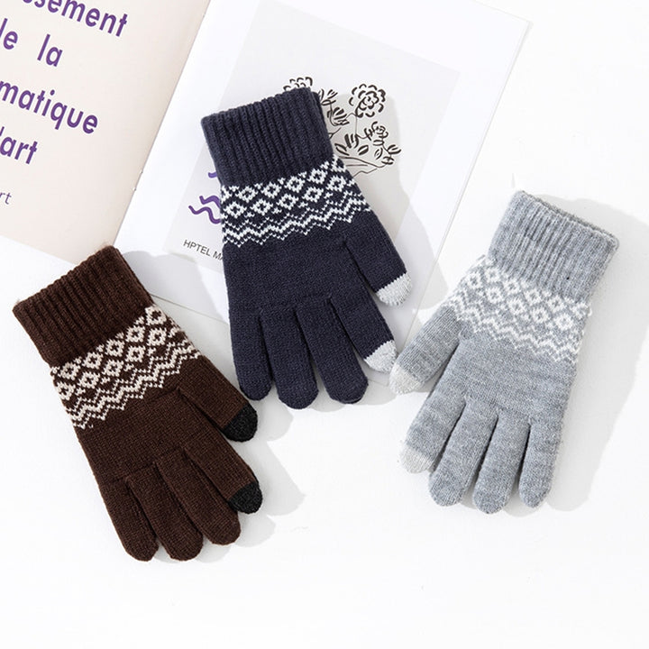 1 Pair Winter Warm Knitted Gloves for Women Men Touch Screen Full Finger Gloves Cold Weather Image 12