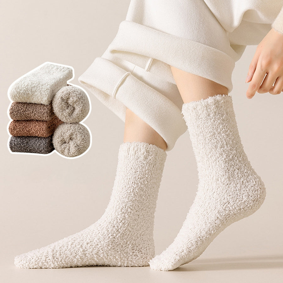 1 Pair Cozy Plush Winter Socks Warm Breathable Versatile Autumn Thickened Design Socks Unisex Accessories Image 1