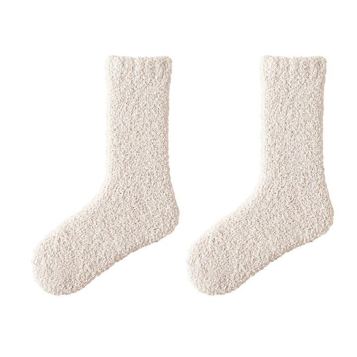 1 Pair Cozy Plush Winter Socks Warm Breathable Versatile Autumn Thickened Design Socks Unisex Accessories Image 4