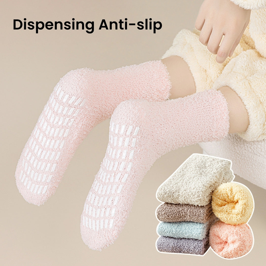 1 Pair Non-Slip Fuzzy Cozy Socks Super Soft Non-Fading Cold Protection Winter Warm Fluffy Sleep Socks for Women Image 1