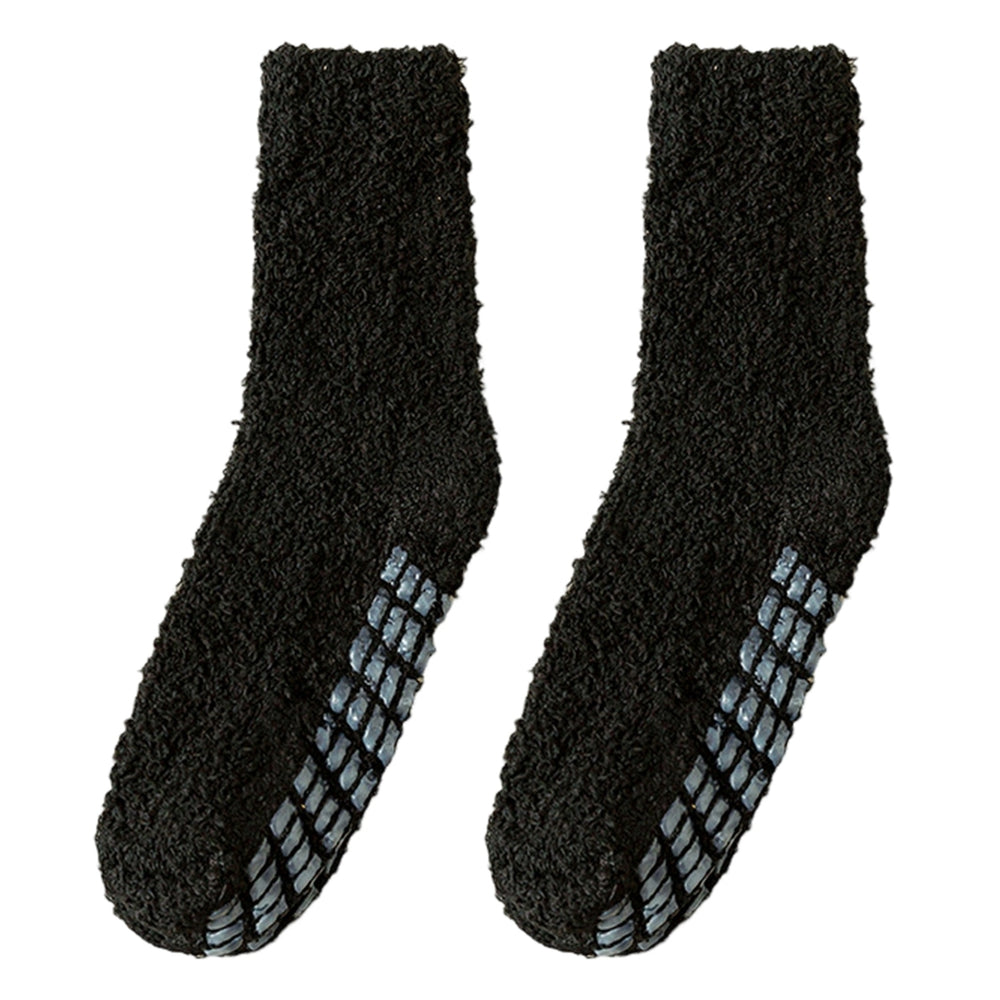 1 Pair Non-Slip Fuzzy Cozy Socks Super Soft Non-Fading Cold Protection Winter Warm Fluffy Sleep Socks for Women Image 2