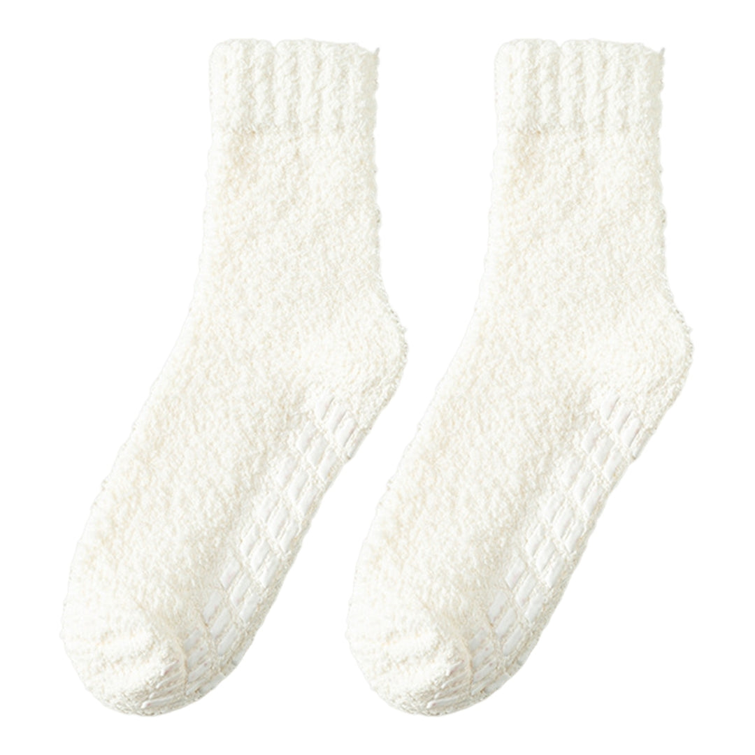 1 Pair Non-Slip Fuzzy Cozy Socks Super Soft Non-Fading Cold Protection Winter Warm Fluffy Sleep Socks for Women Image 3