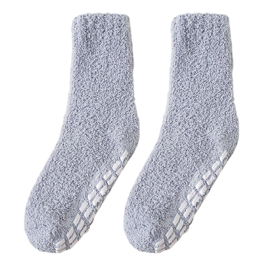 1 Pair Non-Slip Fuzzy Cozy Socks Super Soft Non-Fading Cold Protection Winter Warm Fluffy Sleep Socks for Women Image 4