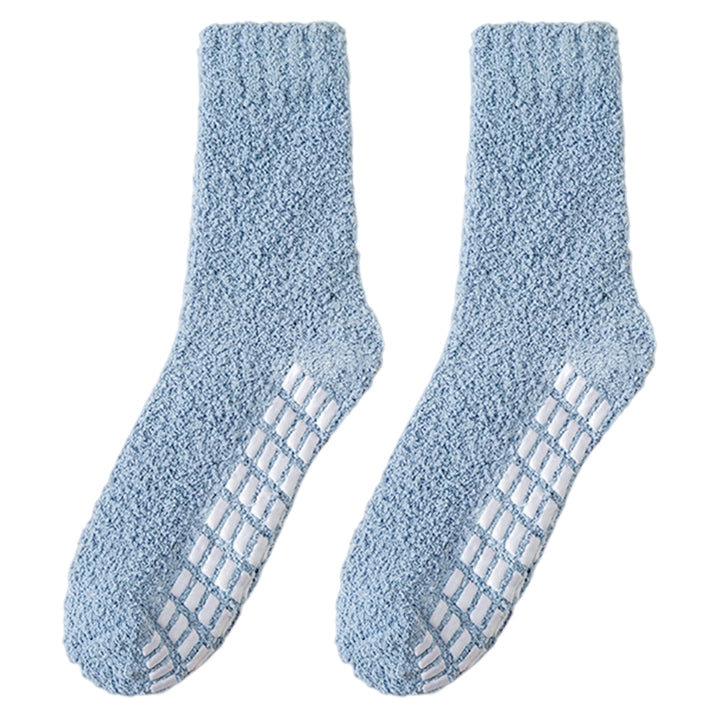 1 Pair Non-Slip Fuzzy Cozy Socks Super Soft Non-Fading Cold Protection Winter Warm Fluffy Sleep Socks for Women Image 4