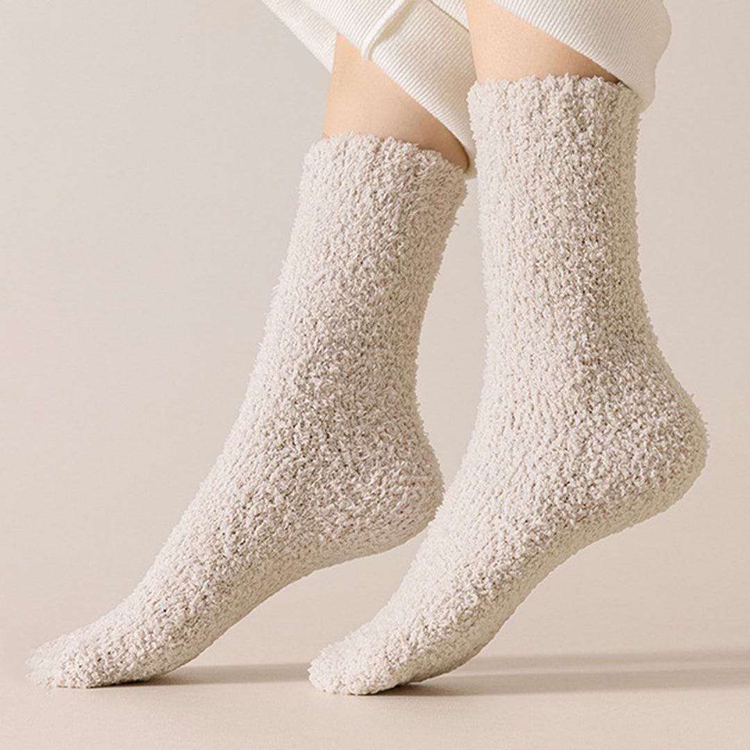 1 Pair Cozy Plush Winter Socks Warm Breathable Versatile Autumn Thickened Design Socks Unisex Accessories Image 10