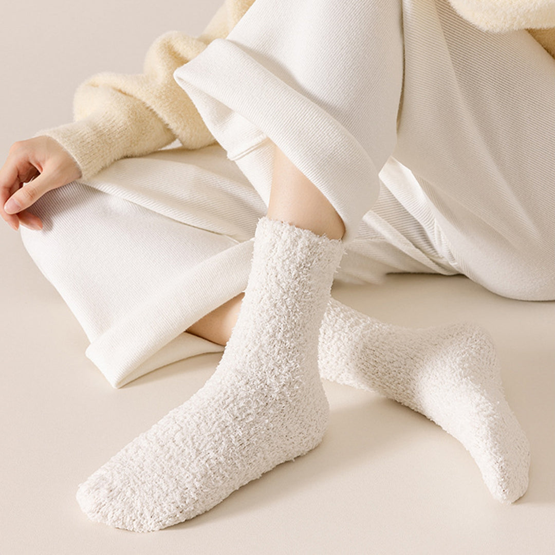 1 Pair Cozy Plush Winter Socks Warm Breathable Versatile Autumn Thickened Design Socks Unisex Accessories Image 11