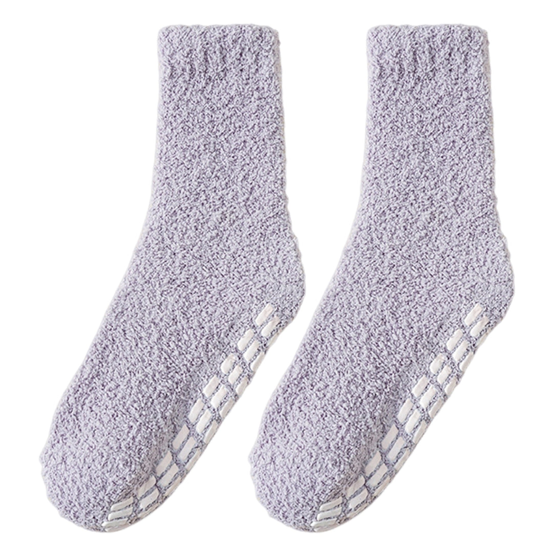 1 Pair Non-Slip Fuzzy Cozy Socks Super Soft Non-Fading Cold Protection Winter Warm Fluffy Sleep Socks for Women Image 7