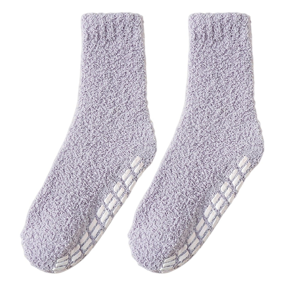 1 Pair Non-Slip Fuzzy Cozy Socks Super Soft Non-Fading Cold Protection Winter Warm Fluffy Sleep Socks for Women Image 1