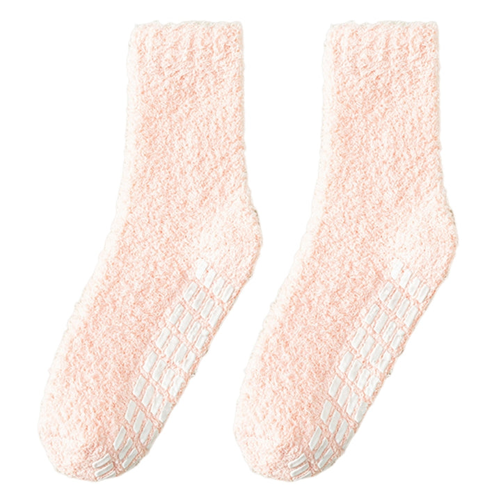 1 Pair Non-Slip Fuzzy Cozy Socks Super Soft Non-Fading Cold Protection Winter Warm Fluffy Sleep Socks for Women Image 9