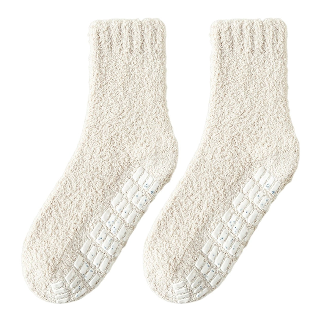 1 Pair Non-Slip Fuzzy Cozy Socks Super Soft Non-Fading Cold Protection Winter Warm Fluffy Sleep Socks for Women Image 1