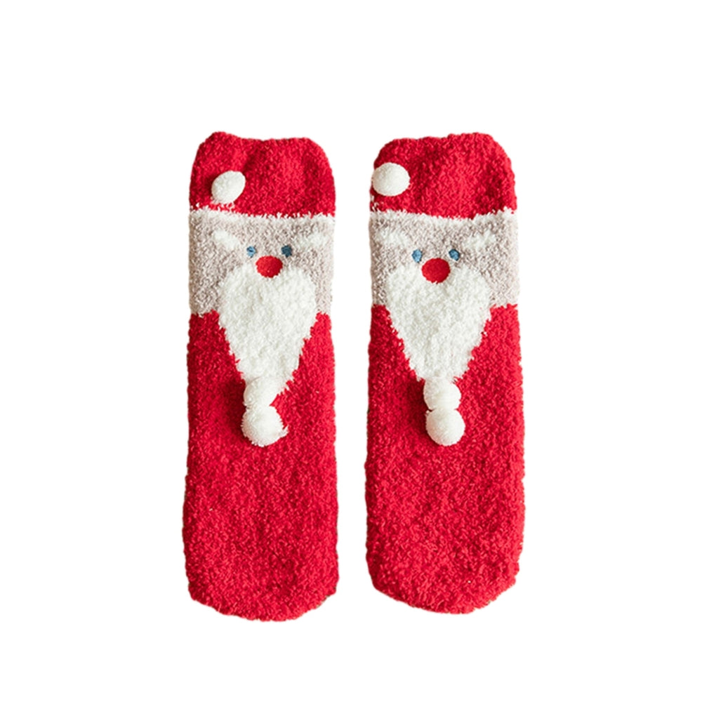 Cozy Coral Velvet Christmas Socks Adorable Cartoon Design Unisex Soft Durable Breathable Thickened Festive Holiday Gift Image 2