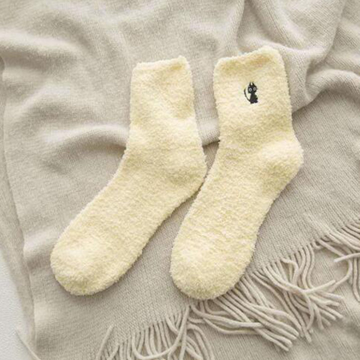 1 Pair Fuzzy Cozy Home Sleeping Socks Super Soft Solid Color Non-Fading Loose Winter Warm Fluffy Floor Socks for Women Image 11