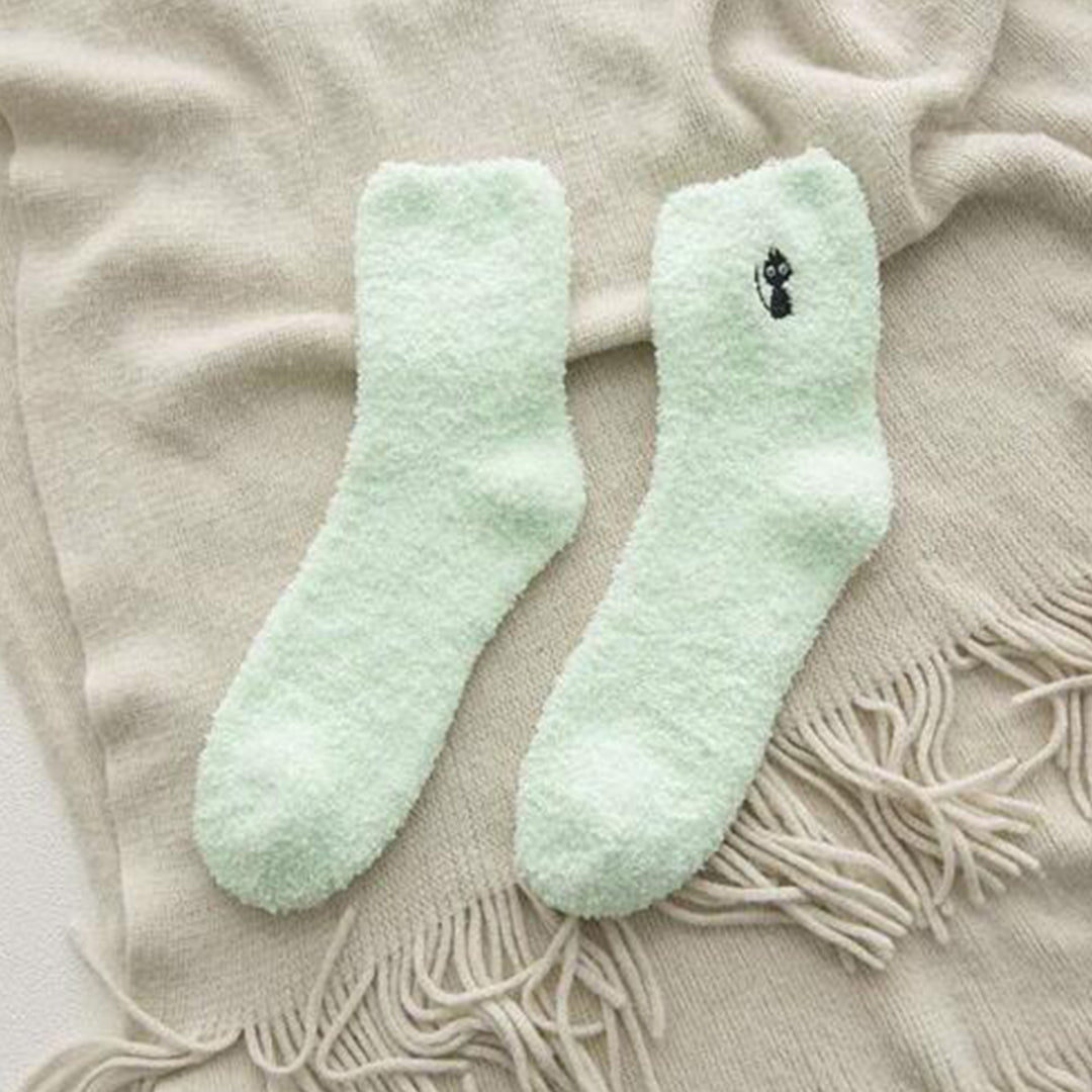 1 Pair Fuzzy Cozy Home Sleeping Socks Super Soft Solid Color Non-Fading Loose Winter Warm Fluffy Floor Socks for Women Image 12