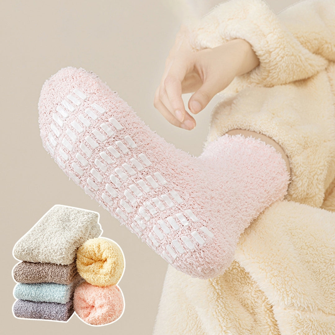 1 Pair Non-Slip Fuzzy Cozy Socks Super Soft Non-Fading Cold Protection Winter Warm Fluffy Sleep Socks for Women Image 12