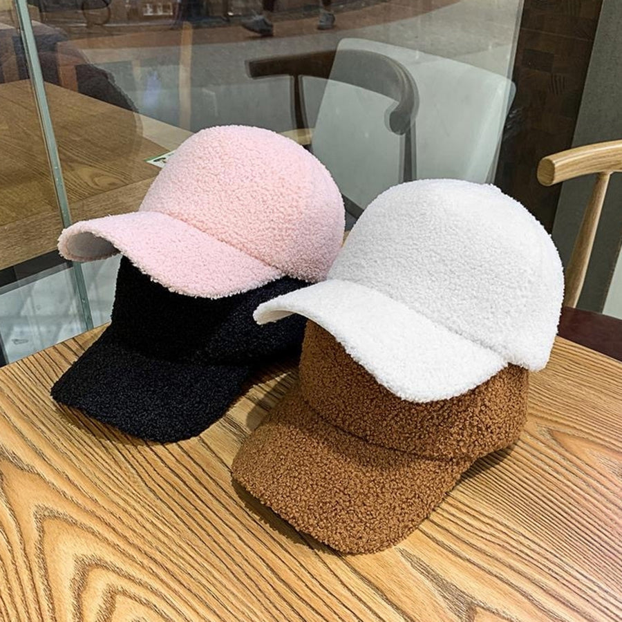 Plush Baseball Cap Autumn Winter Fuzzy Curved Brim Windproof Warm UV Protection Men Women Adults Outdoor Sports Casual Image 1