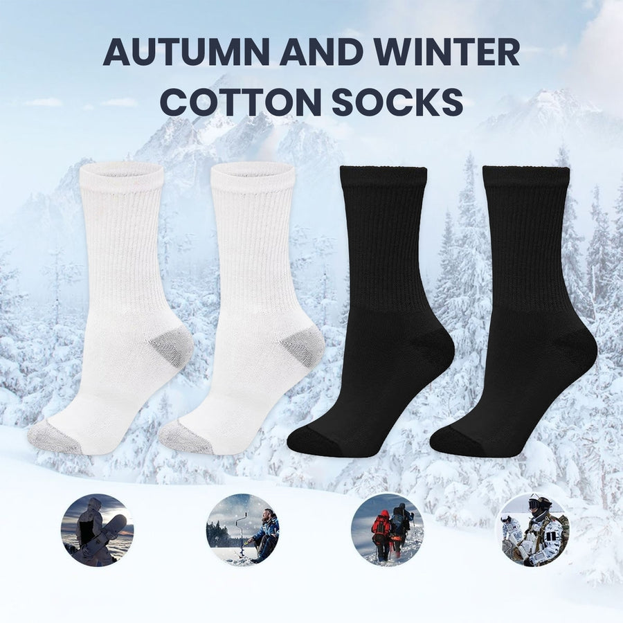 1 Pair Winter Fall Socks Color Matching High Elasticity Soft Warm Anti-slip Mid-tube No Odor Image 1