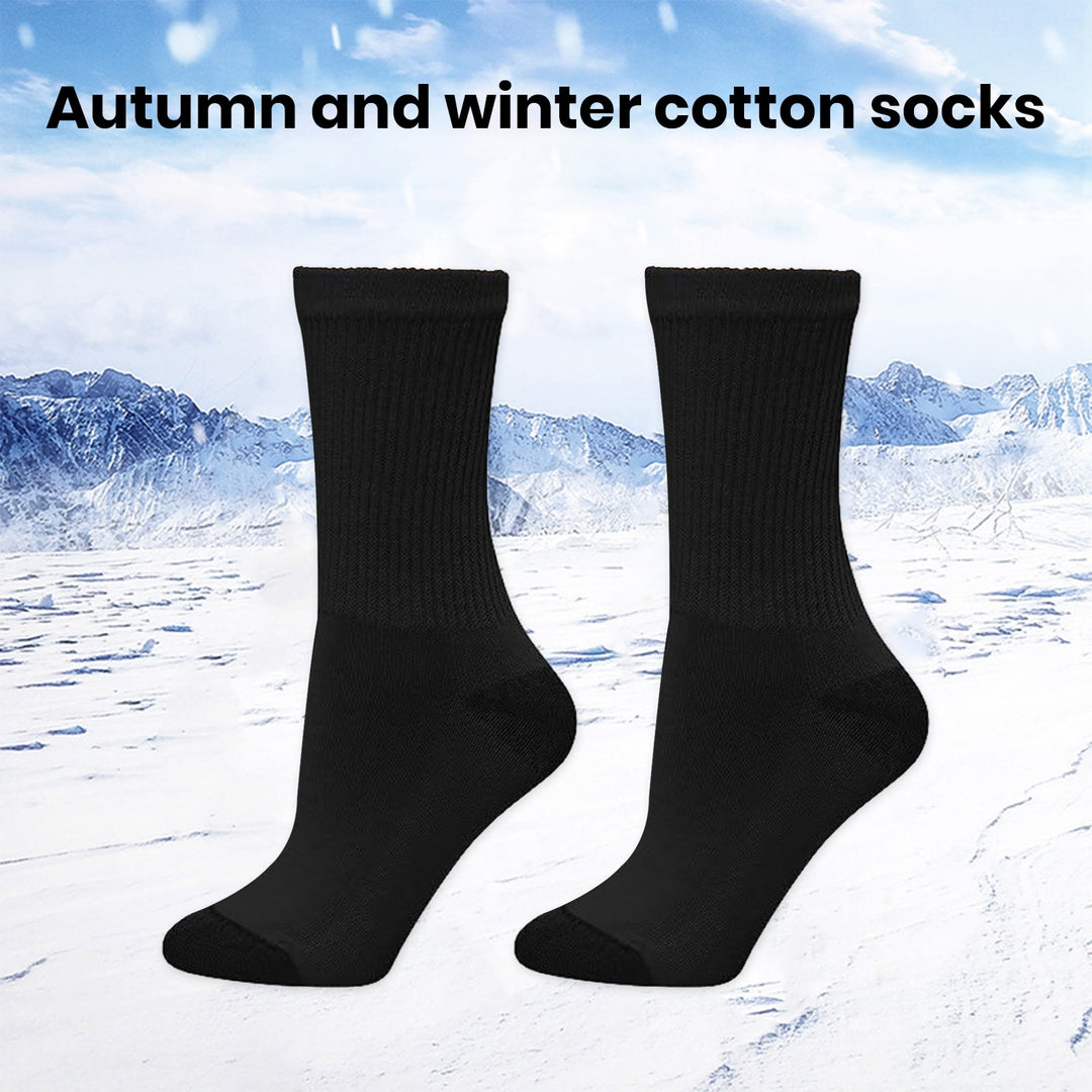 1 Pair Winter Fall Socks Color Matching High Elasticity Soft Warm Anti-slip Mid-tube No Odor Image 4