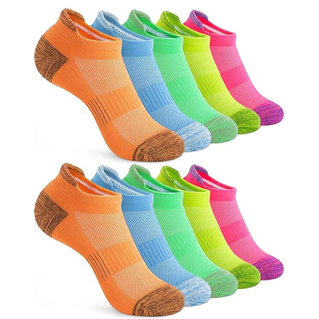 5 Pairs Ankle Socks Wear Resistant Elastic Breathable Moisture-wicking Washable Non-Fading Running Athletic Socks Image 1