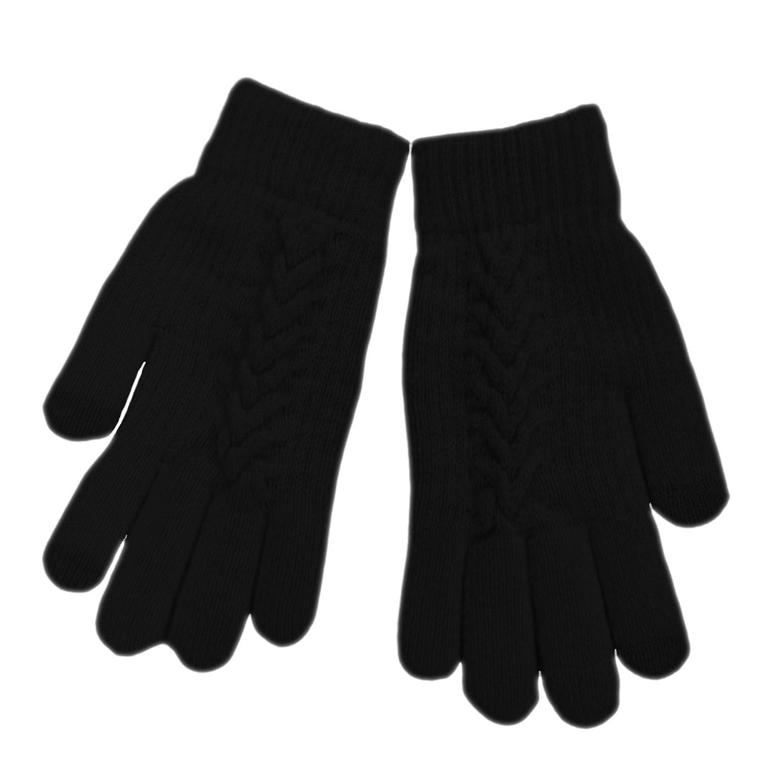 1 Pair Women Winter Warm Gloves Solid Color Cold Prevention Windproof Thickened Riding Touch Screen Gloves Image 1