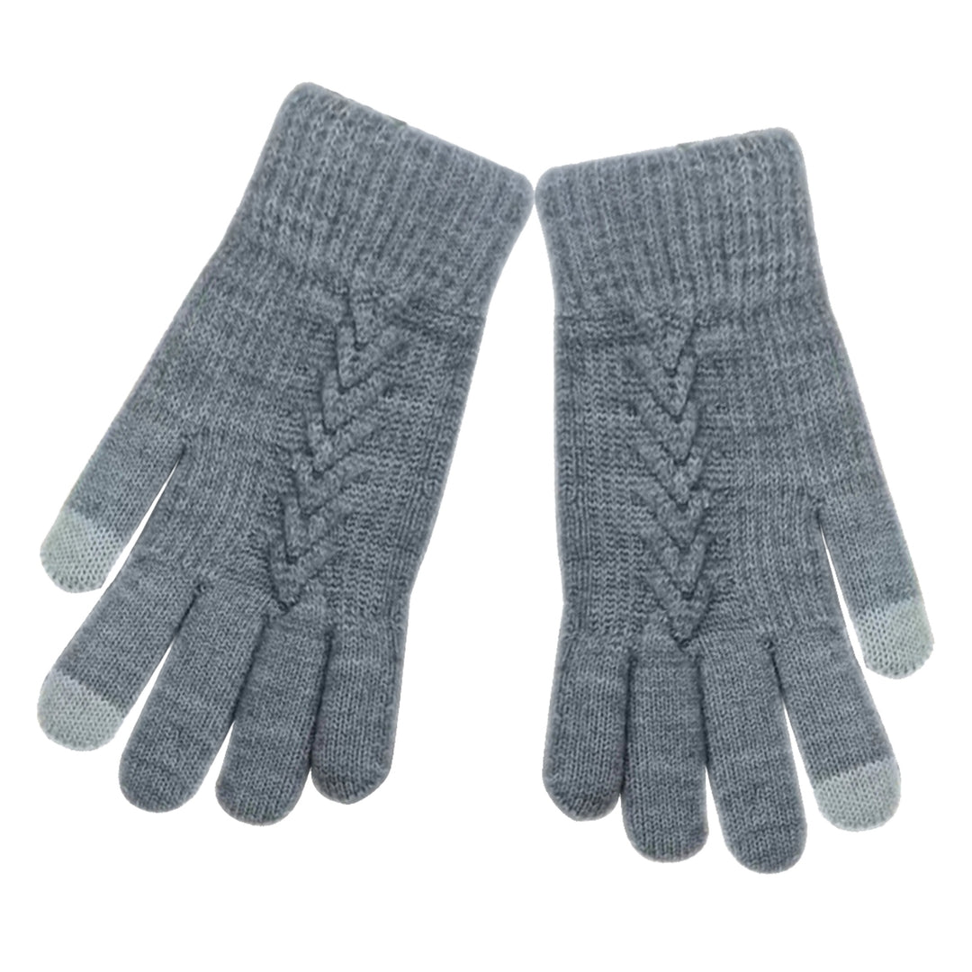 1 Pair Women Winter Warm Gloves Solid Color Cold Prevention Windproof Thickened Riding Touch Screen Gloves Image 3