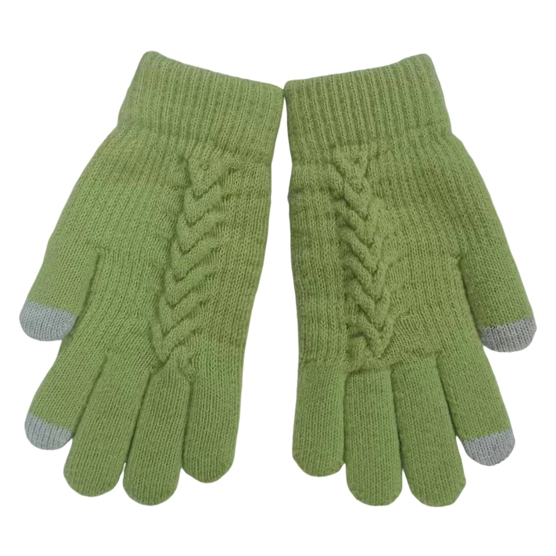 1 Pair Women Winter Warm Gloves Solid Color Cold Prevention Windproof Thickened Riding Touch Screen Gloves Image 4