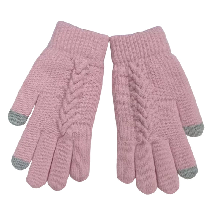 1 Pair Women Winter Warm Gloves Solid Color Cold Prevention Windproof Thickened Riding Touch Screen Gloves Image 6