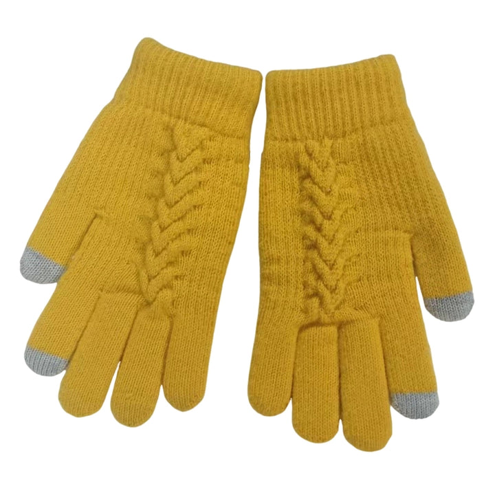 1 Pair Women Winter Warm Gloves Solid Color Cold Prevention Windproof Thickened Riding Touch Screen Gloves Image 8