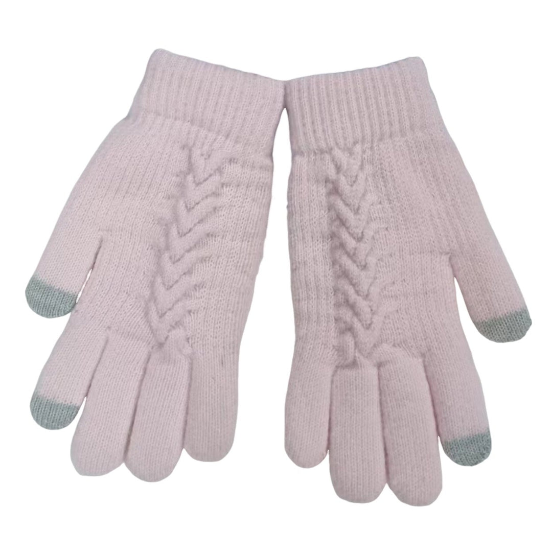 1 Pair Women Winter Warm Gloves Solid Color Cold Prevention Windproof Thickened Riding Touch Screen Gloves Image 1