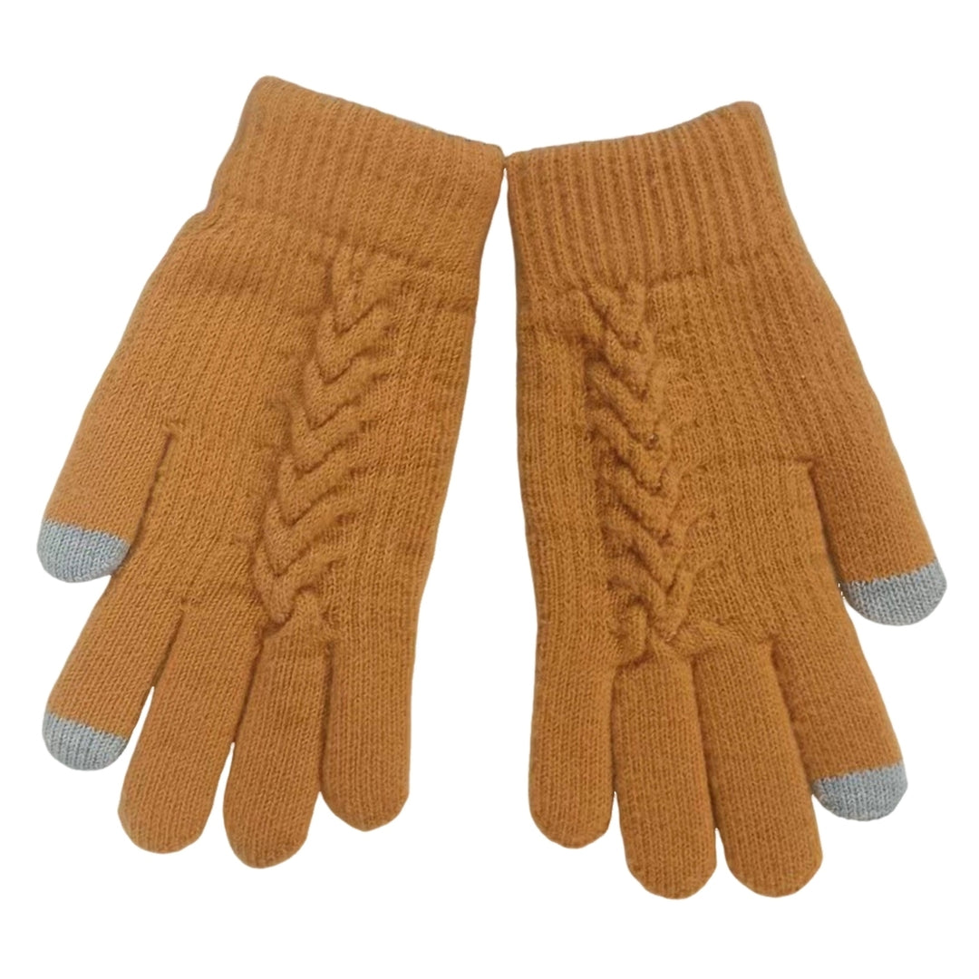 1 Pair Women Winter Warm Gloves Solid Color Cold Prevention Windproof Thickened Riding Touch Screen Gloves Image 10