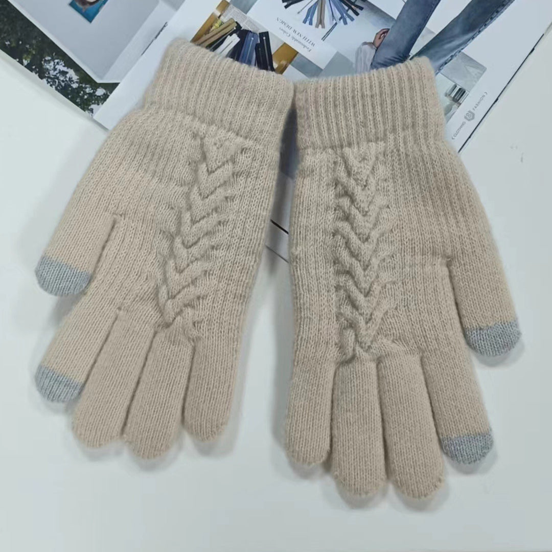 1 Pair Women Winter Warm Gloves Solid Color Cold Prevention Windproof Thickened Riding Touch Screen Gloves Image 11