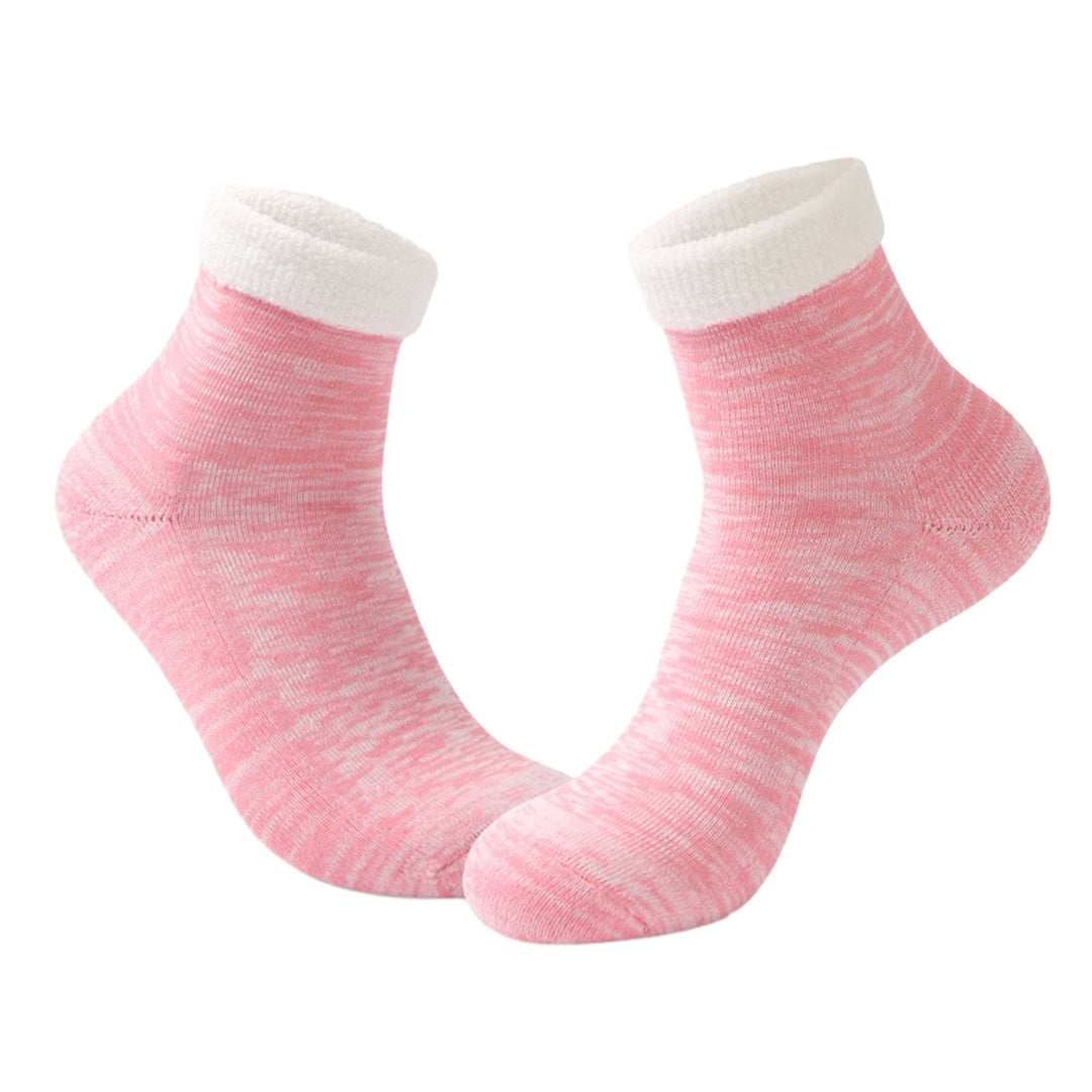 1 Pair Winter Socks Thick High Elasticity Warm Anti-slip Mid-tube Color Matching Soft No Odor Unisex One Size Floor Image 6
