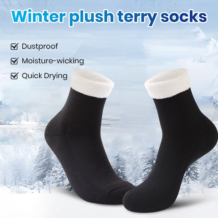 1 Pair Winter Socks Thick High Elasticity Warm Anti-slip Mid-tube Color Matching Soft No Odor Unisex One Size Floor Image 8