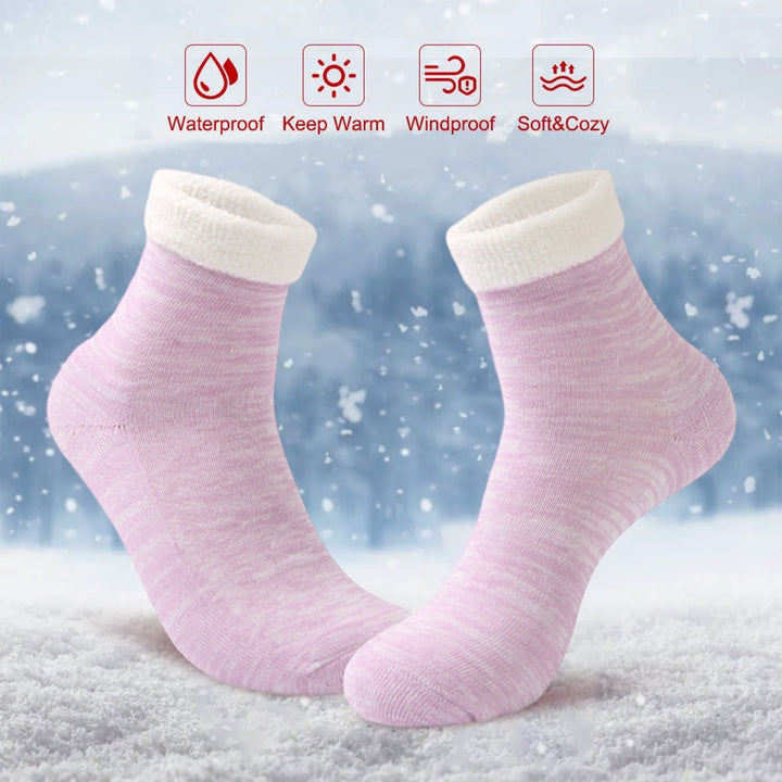 1 Pair Winter Socks Thick High Elasticity Warm Anti-slip Mid-tube Color Matching Soft No Odor Unisex One Size Floor Image 9