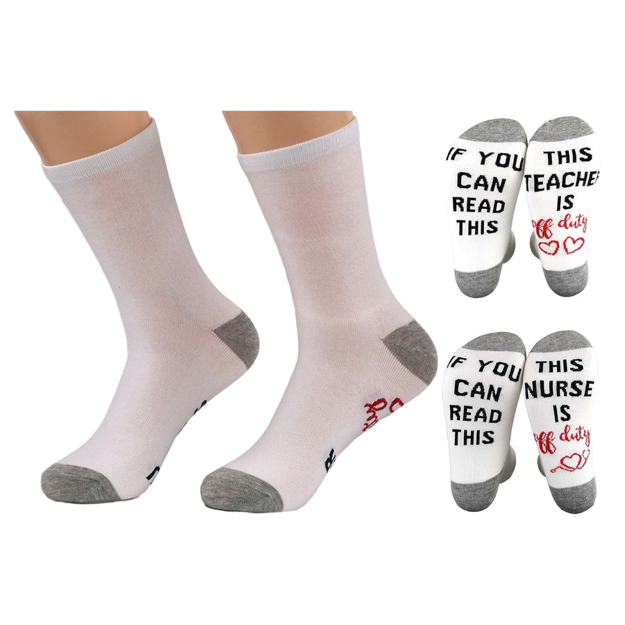 1 Pair NURSE IS OFF DUTY Letter Print Socks Mid-tube Anti-slip Fun Cotton Socks Men Women Floor Socks Image 1