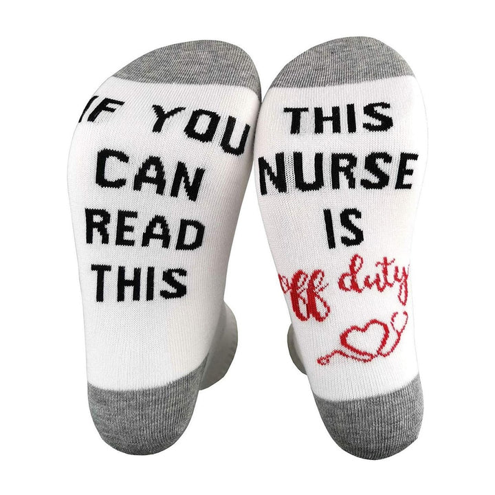 1 Pair NURSE IS OFF DUTY Letter Print Socks Mid-tube Anti-slip Fun Cotton Socks Men Women Floor Socks Image 1